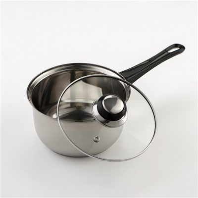 Набор посуды из нержавеющей стали «Чёрная ночь», 8 предметов: ковш 1.5 л, 2 кастрюли 2/3 л, сковорода d=24 см, крышки, стенки 0.3 мм, дно 5 мм