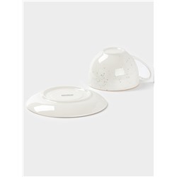 Чайная пара Доляна «Млечный путь», 2 предмета: чашка 220 мл, блюдце d=13.5 см, фарфор, белая в крапинку