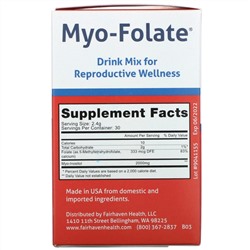 Fairhaven Health, мио-фолат, смесь для приготовления напитка для здоровья репродуктивной системы, без ароматизаторов, 30 пакетиков по 2,4 г