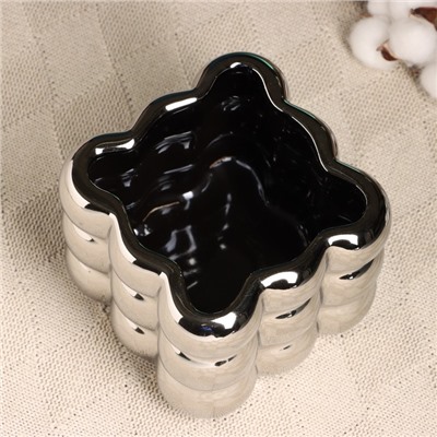 Декоративное кашпо для цветов «Люмьер», 13×13 см, керамическое, серебристое