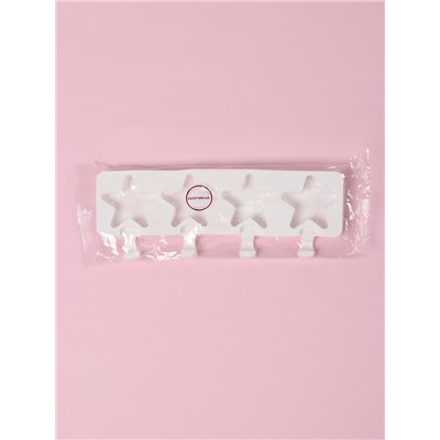 Форма для мороженого Доляна «Звезда», силикон, 28.5×10.5×2 см, 4 ячейки, белая