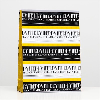 Пакет подарочный новогодний ламинированный Merry christmas 32×42×12