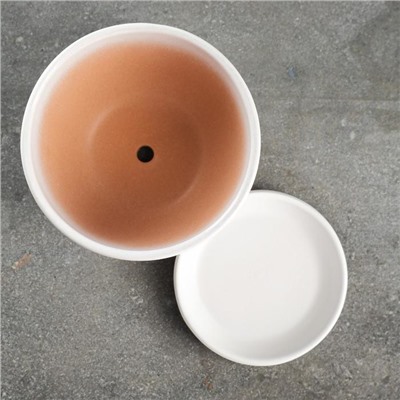 Горшок для цветов «Антик», 1.65 л, d=17 см, h=13 см, керамический, с поддоном, бежевый