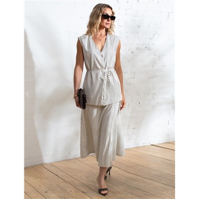 Юбка миди на запАх в полоску из легкого хлопкового поплина