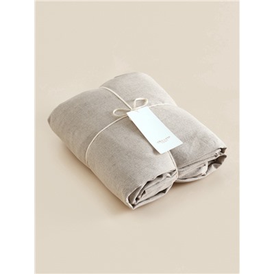 Простыня на резинке 1.5-спальная SL Home Linen collection, 140×200+30 см, бежевая, полулён