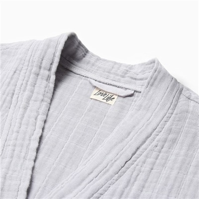 Халат женский муслиновый LoveLife, размер 42-44, серый, хлопок, 4-сл, 235 г/м²