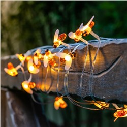 Садовая гирлянда на солнечной батарее «Пчёлки» Uniel, IP44, 3.8 м, теплый белый