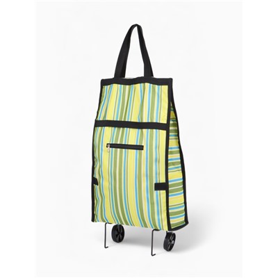 Сумка хозяйственная складная на липучке, 2 колеса, наружный карман, 32×13×52 см, зелёная