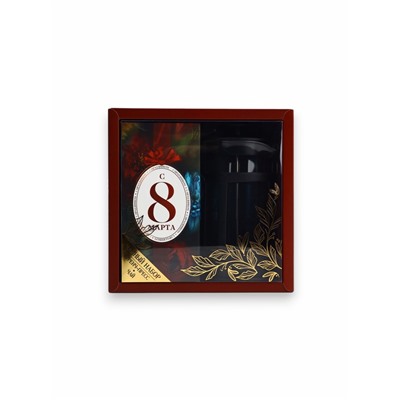 Подарочный набор «С 8 марта»: чай чёрный со вкусом мяты 100 г, френч-пресс