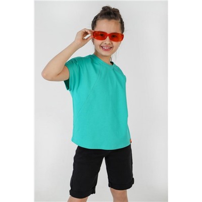 Фуфайка (футболка) для девочки ГРЕТТА-1 (Ментоловый)
