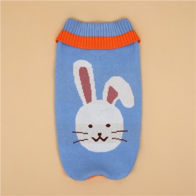 Свитер для животных «Зайка», размер 2XL, ДС 34, ОШ 34, ОГ 32-51 см, голубой