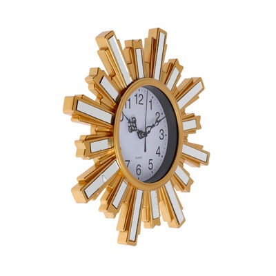 УЦЕНКА Часы настенные интерьерные «Солнце», дискретный ход, 25.5×25.5 см, циферблат d=11 см, золотистые, от батарейки 1×АА