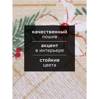 Набор новогодних полотенец Доляна «Рождественские цветы» 28×46 см - 2 штуки, 100% хлопок, вафля 160 г/м²