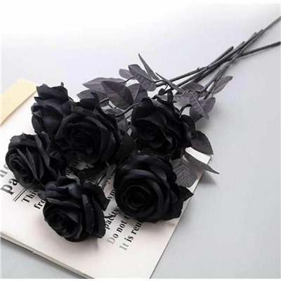 Роза черная одиночная Total Black / Высота 45 см.
