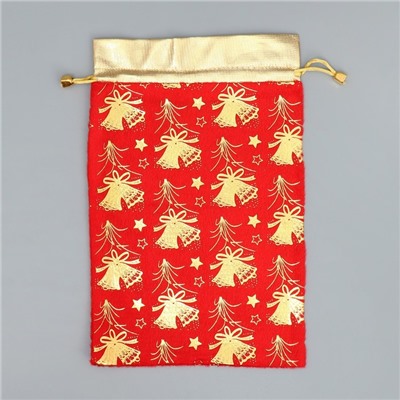 Мешочек подарочный плюш «Новогодний звон», колокольчики, тиснение, 20×30 см ± 1.5 см