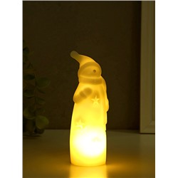 Фигурка светящаяся RISALUX «Снеговик в колпаке», LED-ночник, 3×AG10, белый, 4.8×4.8×15 см