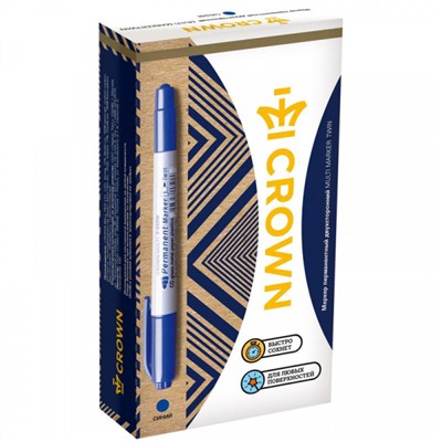 Маркер перманентный двусторонний 1-2мм  "МУЛЬТИ-МАРКЕР" (Multi Marker Twin) синий P-800W Crown