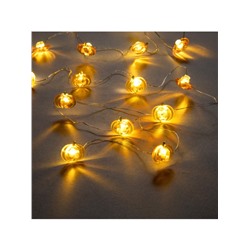 Гирлянда «Нить» 2 м роса с насадками «Тыква», IP20, серебристая нить, 20 LED, свечение тёплое белое, 2 режима, ААх2