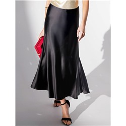 Юбка миди с разрезом из струящегося плотного сатина