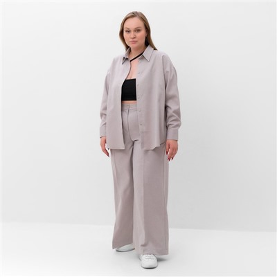 Блузка женская MIST plus-size, размер 58, серо-бежевая