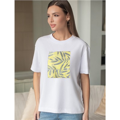 Футболка с принтом свободная из премиального 100% хлопка