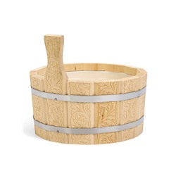 Шайка - ушат для бани и сауны «Русский узор», 4 л, деревянная, пластиковая вставка, «Добропаровъ»