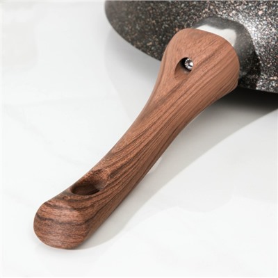 Сковорода KUKMARA Granit Ultra original, d=28 см, пластиковая ручка, антипригарное покрытие, алюминий, чёрная
