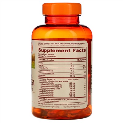Sundown Naturals, Complete Omega, Wild Alaskan Salmon Oil, 1,400 mg, 90 Softgels