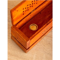 Пенал для благовония двойной с хранением, 30.5 см, дерево шишам