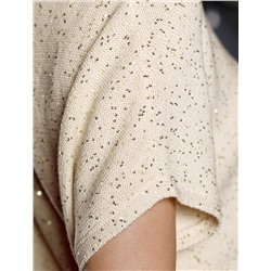 Джемпер с цельнокроенным коротким рукавом из хлопковой пряжи с пайетками