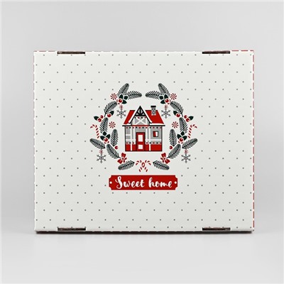 Коробка подарочная новогодняя складная Sweet home, 31.2×25.6×16.1 см, Новый год
