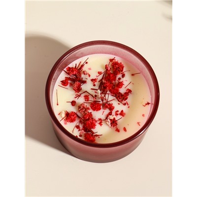 Ароматическая свеча в стакане Aroma botanical, сухоцветы красные, роза, 7.5×7.5×5 см