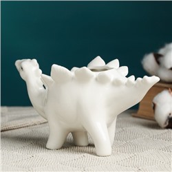 Горшок для цветов «Динозавр стегозавр» керамический, 200 мл, 19×8×10 см, на ножках, белый, Greengo