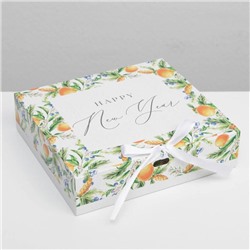 Коробка подарочная новогодняя складная «Мандарины», 20×18×5 см, Новый год