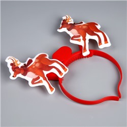 Ободок светодиодный «Олени» 18×16×3 см, 2 LED, батарейки AG10×3 (в комплекте), мерцание, свечение мульти