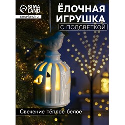 Подвеска светодиодная «Птичка», 5.8×5.8×11 см, 1 LED, керамика, от батареек LR44×2, свечение тёплое белое