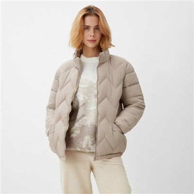 Куртка женская демисезонная на молнии Collorista, серо-бежевая, размер 48