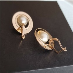 Серьги ювелирная бижутерия коллекция "Дубай" покрытие: позолота, вставка: иск.жемчуг, 5007, арт.001.108