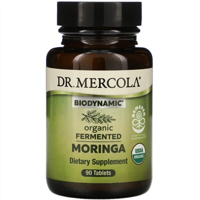 Dr. Mercola, Biodynamic, органическая ферментированная моринга, 90 таблеток