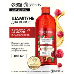 Шампунь для волос, питающий уход, аромат малины, 400 мл, Рябина