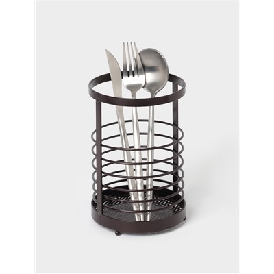 Сушилка для столовых приборов Доляна «Лофт», 11.5×11.5×17 см, коричневая