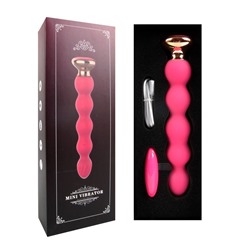 Розовый вибратор-ёлочка Mini Vibrator с пультом ДУ - 19 см.