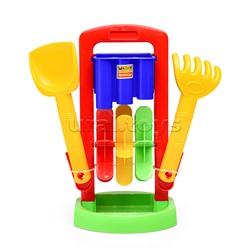 Набор №391: песочная мельница №4, ведро №9, лопатка №31, грабельки №31