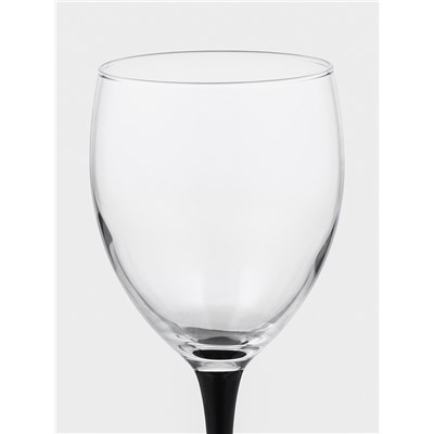 Бокалы для вина Luminarc Domino, 350 мл, набор 6 шт., стекло, прозрачные, чёрная ножка