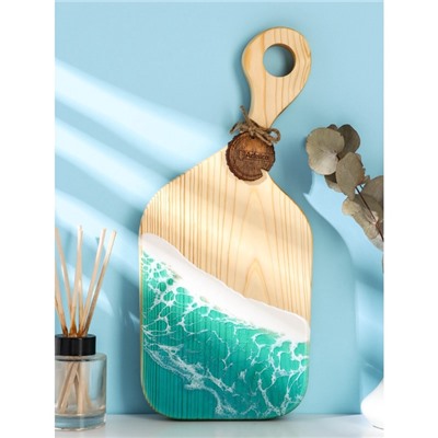 УЦЕНКА Доска разделочная авторская, с эпоксидной пищевой смолой,17×38×2.5 см, цельный кедр, рис. МИКС 7