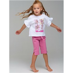 Комплект трикотажный для девочек: фуфайка (футболка), бриджи