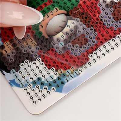 Алмазная мозаика на новый год с частичным заполнением для детей «Котёнок», 10×15 см, набор для творчества