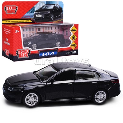 Машина металл KIA OPTIMA длина 12 см, двери, багаж, инерц, черный, в коробке