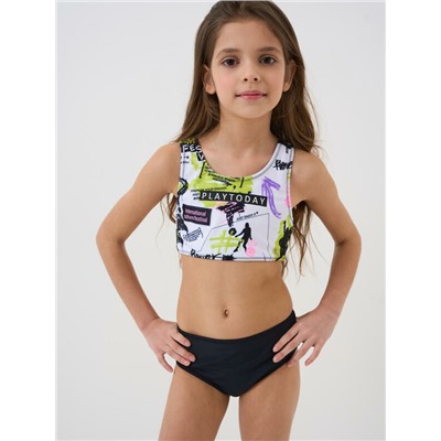 Комплект для девочек: купальный костюм трикотажный, шорты текстильные плавательные