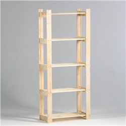 Стеллаж деревянный, 5 полок, 150×64×28 см, сосна, напольный